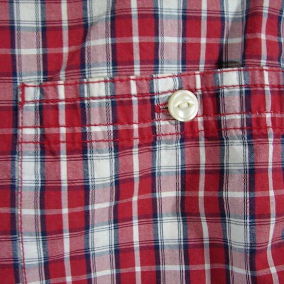 Mens Foundry Supply Co. Button Front SHIRT, 2XLT, Red Plaid, Short Slv, Big/Tall - Picture 2 of 6